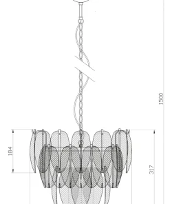 ADRIANA Taklampa 43cm Vit/Krom