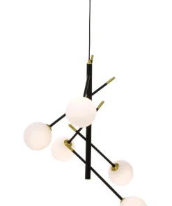 AKROBAT Taklampa 5L 58cm Svart/Matt Mässing/Opal