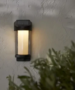 ALIPPA Solcells-vägglykta 21cm Svart Varmvit IP44