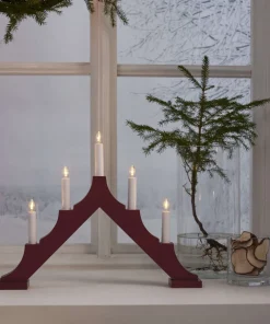 ALMA Träljusstake 33,5cm Röd