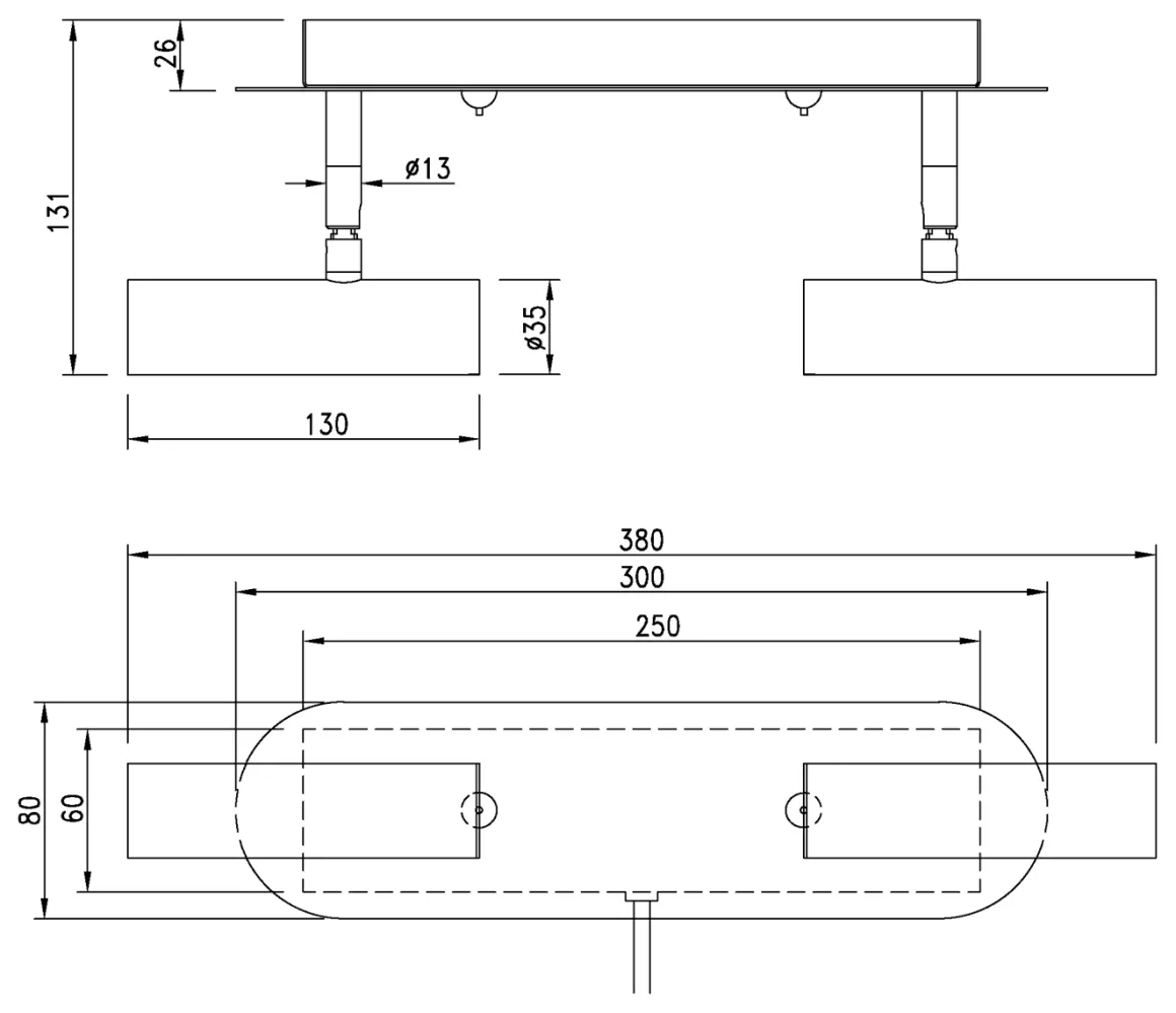ARTIC Vägglampa LED Dubbel 30cm Vit/Krom