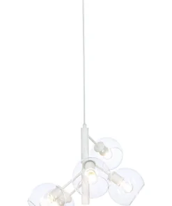 ATOM Taklampa 5-arm 48cm Vit/Klar