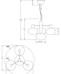 BELL Taklampa 4:a 47cm Matt Mässing/Rök