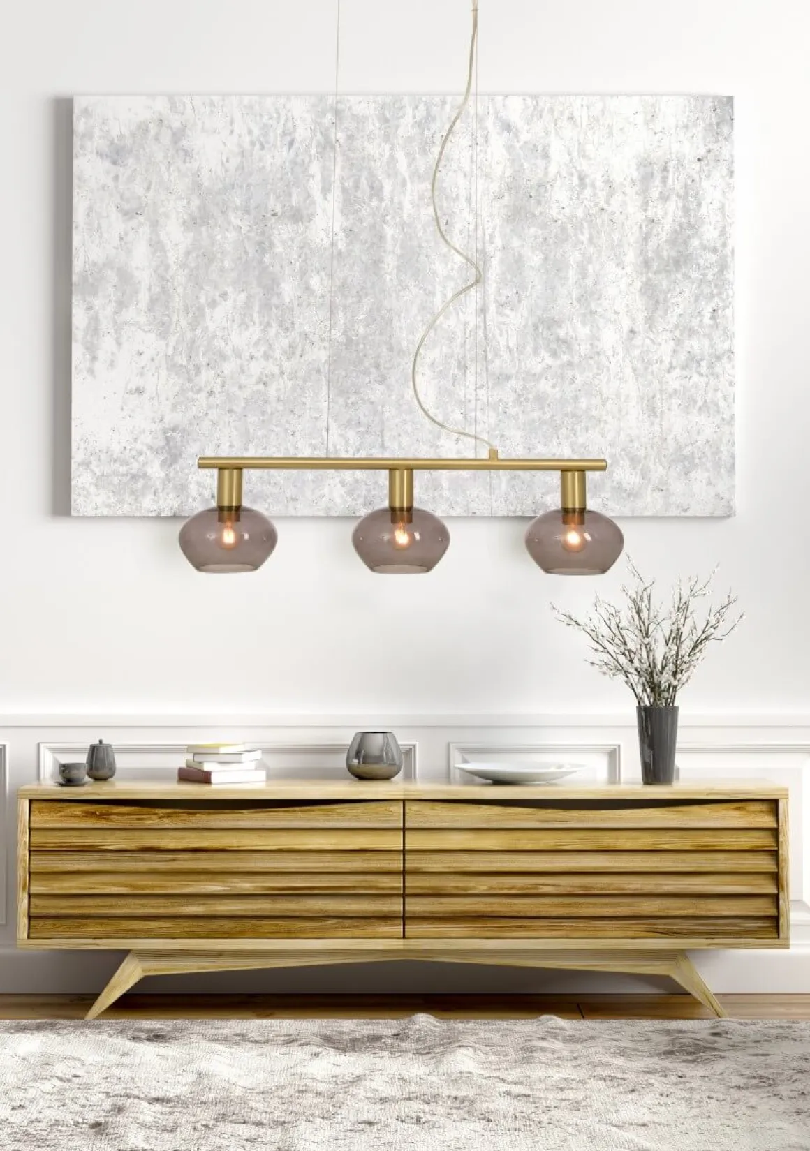 BELL Taklampa 3:a Rak 70cm Matt Mässing/Rök