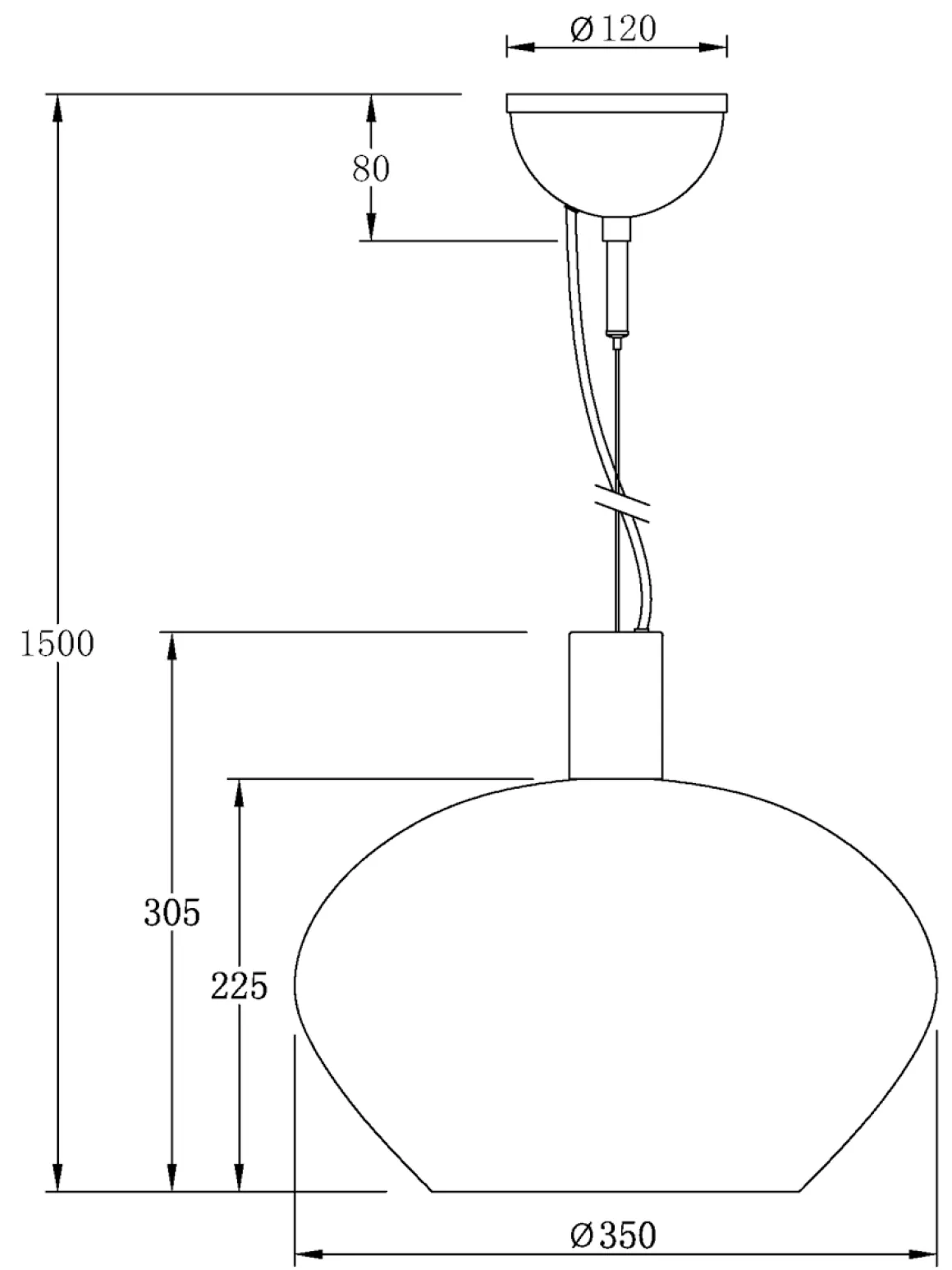 BELL Taklampa 35cm Svart/Rökgrå