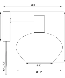 BELL Vägglampa 20cm Svart/Opalvit