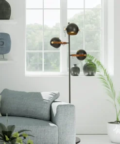 BOW Golvlampa 3L 152cm Svart/Matt Mässing