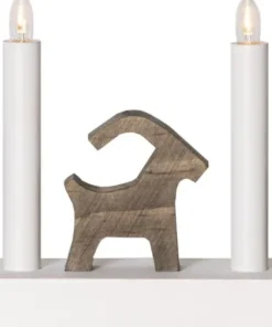 BRUSE Ljusstake 17,5cm LED Vit/Trä