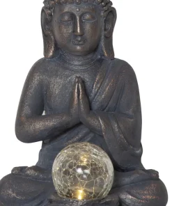 BUDDHA Solcellsdekoration 27cm Grå