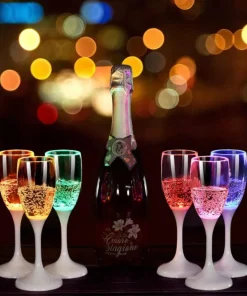 CHAMPANGEGLAS med LED 18cm Gul
