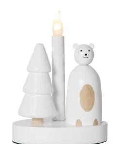 CHRISTMAS JOY Ljusstake Isbjörn 21cm Vit