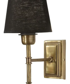 CLASSIC Vägglampa 27cm Antikmässing/Svart Linneskärm