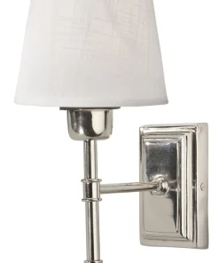 CLASSIC Vägglampa 27cm Krom/Vit Linneskärm