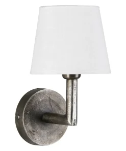 COLUMBUS Vägglampa 30cm Råsilver/Vit Linneskärm