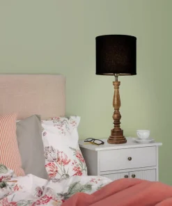 COTTEX Lampfot E27 46cm Trä/Borstad mässing