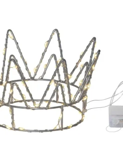 CROWN Bordsdekoration Batteri 70L 17cm Silver