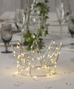 CROWN Bordsdekoration Batteri 70L 17cm Silver