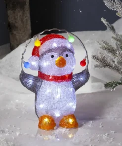 CRYSTALO Utomhusdekoration Pingvin 30cm 40LED Flerfärgad IP44