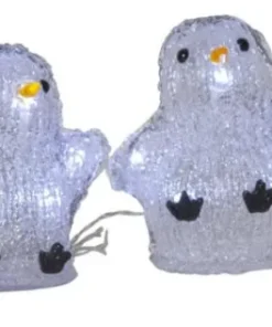CRYSTALO Utomhusdekoration Pingviner Batteri 12cm 40LED Grå