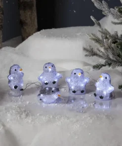 CRYSTALO Utomhusdekoration Pingviner Batteri 12cm 40LED Grå