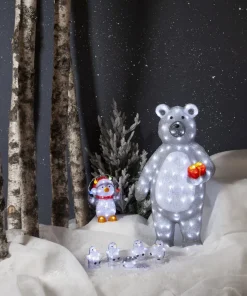 CRYSTALO Utomhusdekoration Pingviner Batteri 12cm 40LED Grå