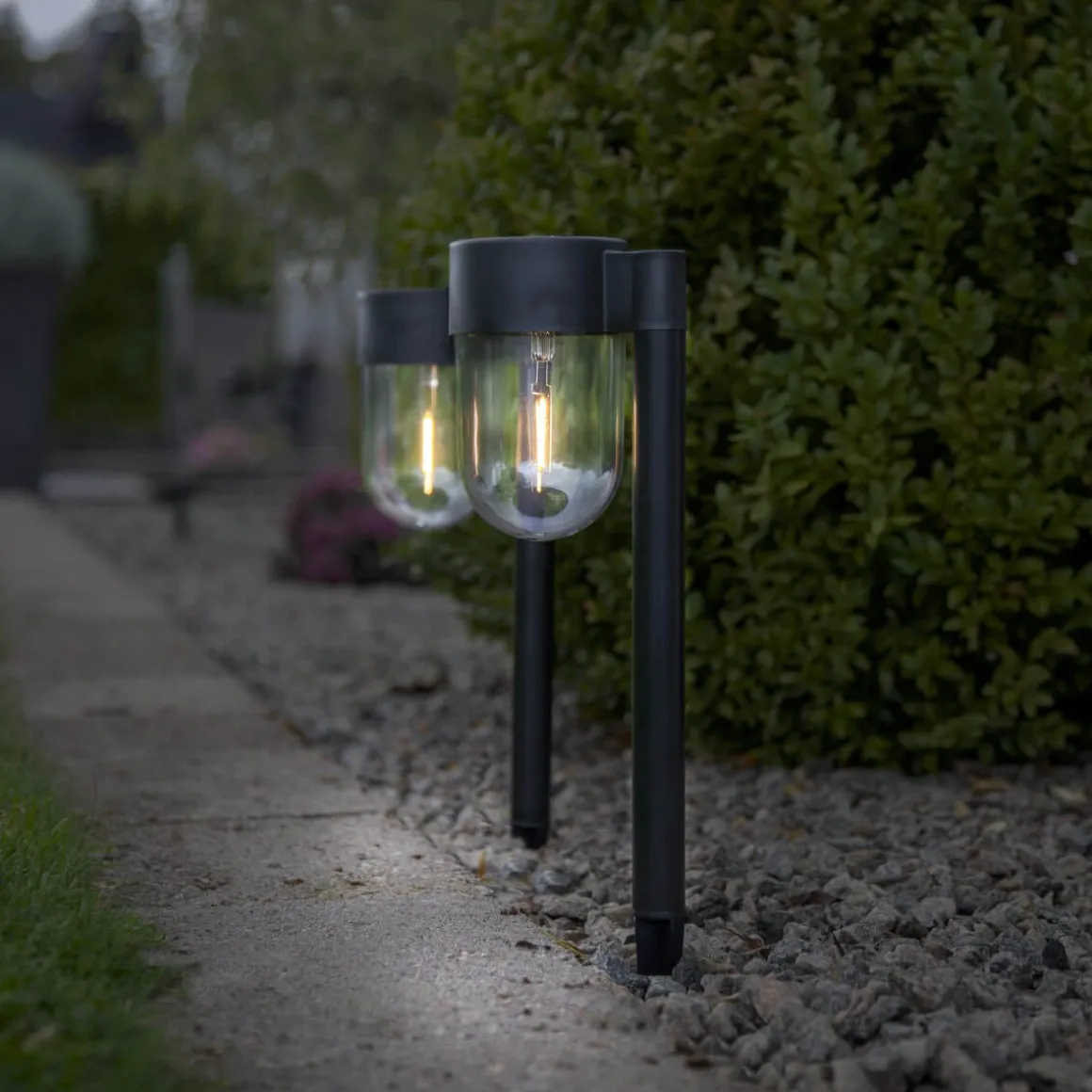 CUPOLA Solcells-pollare 2-Pack 30cm Svart
