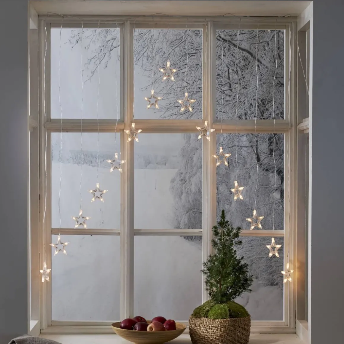 DECYSTAR Ljusgardin Batteri 1,25m 15LED Varmvit/Klar