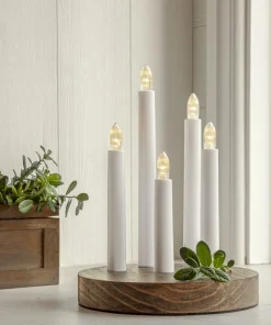 DORIS Ljusstake Batteri 17,5cm LED Vit/Trä