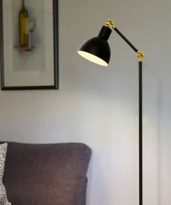 DUBLIN Golvlampa 140cm Svart/Matt Mässing
