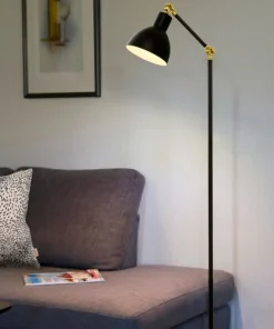DUBLIN Golvlampa 140cm Svart/Matt Mässing