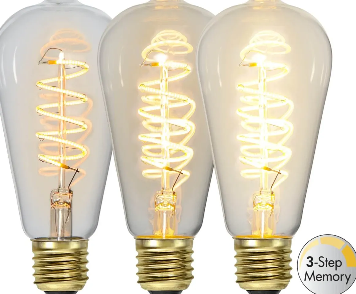 E27 Navigation 3-steg Dimbar Minne 4W 2100K 270lm Klar LED-Lampa