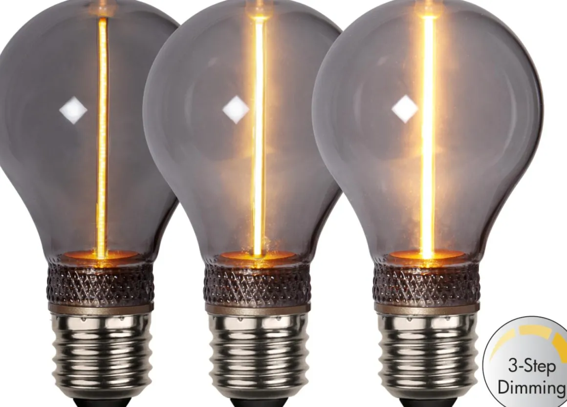 E27 Normal 3-Steg Dimbar Minne DecoLed 2W 1800K 100lm Smoke