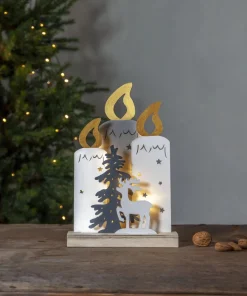 FAUNA Batteridekoration Julmotiv 34cm Vit