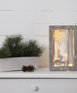 FAUNA Bordsdekoration 28cm 10LED Brun