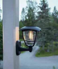 FELIX Solcells-vägglykta 21cm Svart Varmvit IP44