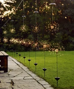 FIREWORK SOLAR Solcells-dekoration 105cm IP44 Svart