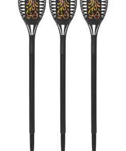 FLAME MINI Solcells-pollare 3-Pack 40cm Svart