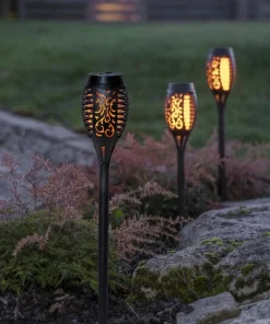 FLAME MINI Solcells-pollare 3-Pack 40cm Svart