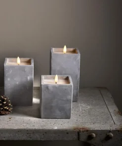 FLAMME CEM LED-Blockljus Batteri 11,5cm Grå