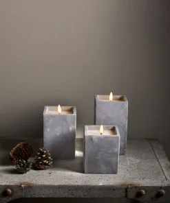 FLAMME CEM LED-Blockljus Batteri 11,5cm Grå