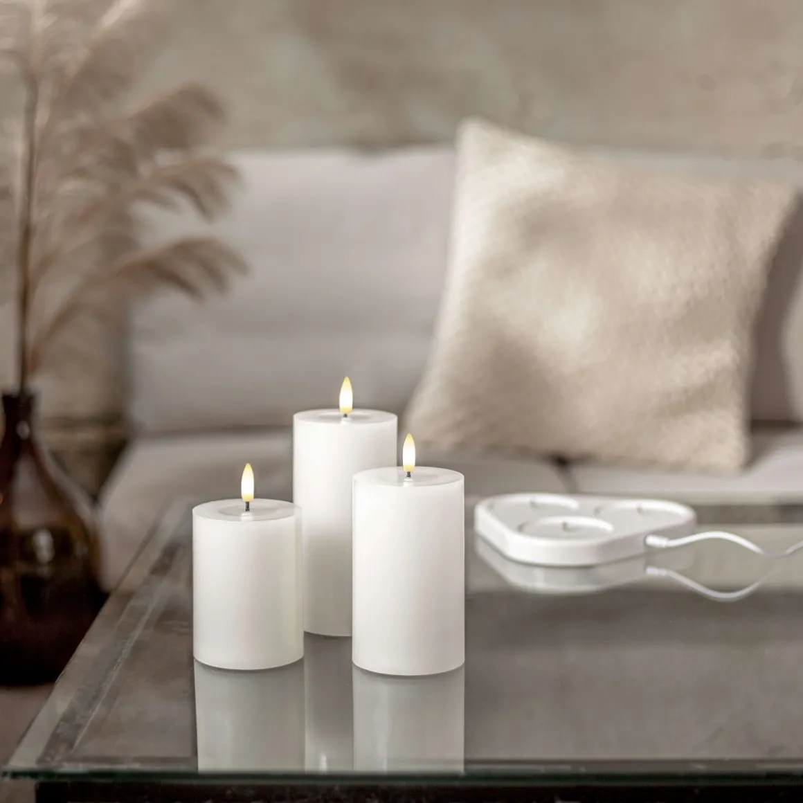FLAMME CHARGE Blockljus 3-pack 15cm