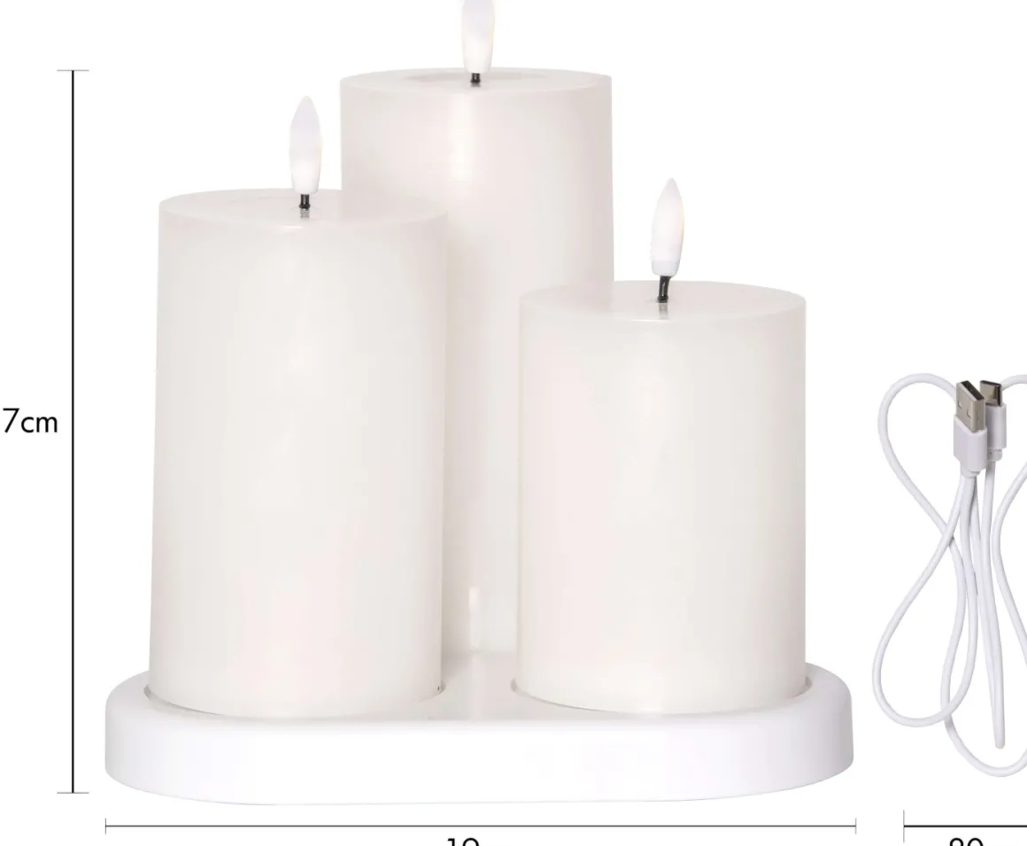FLAMME CHARGE Blockljus 3-pack 15cm