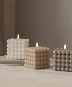FLAMME DOT LED-Blockljus 12,5cm Beige