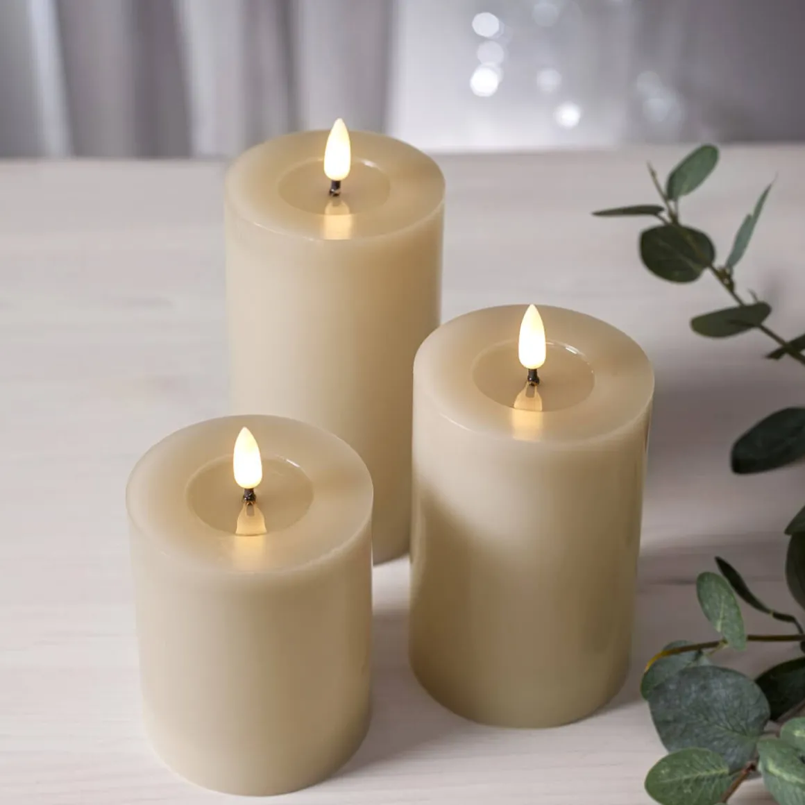 FLAMME FLOW LED-Blockljus Batteri 17,5cm Beige