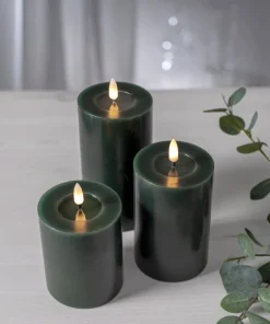 FLAMME FLOW LED-Blockljus Batteri 12,5cm Grön