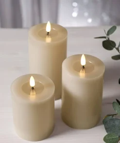 FLAMME FLOW LED-Blockljus Batteri 15cm Beige