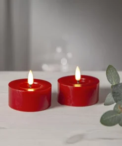 FLAMME FLOW LED-Värmeljus 2-pack 7cm Röd
