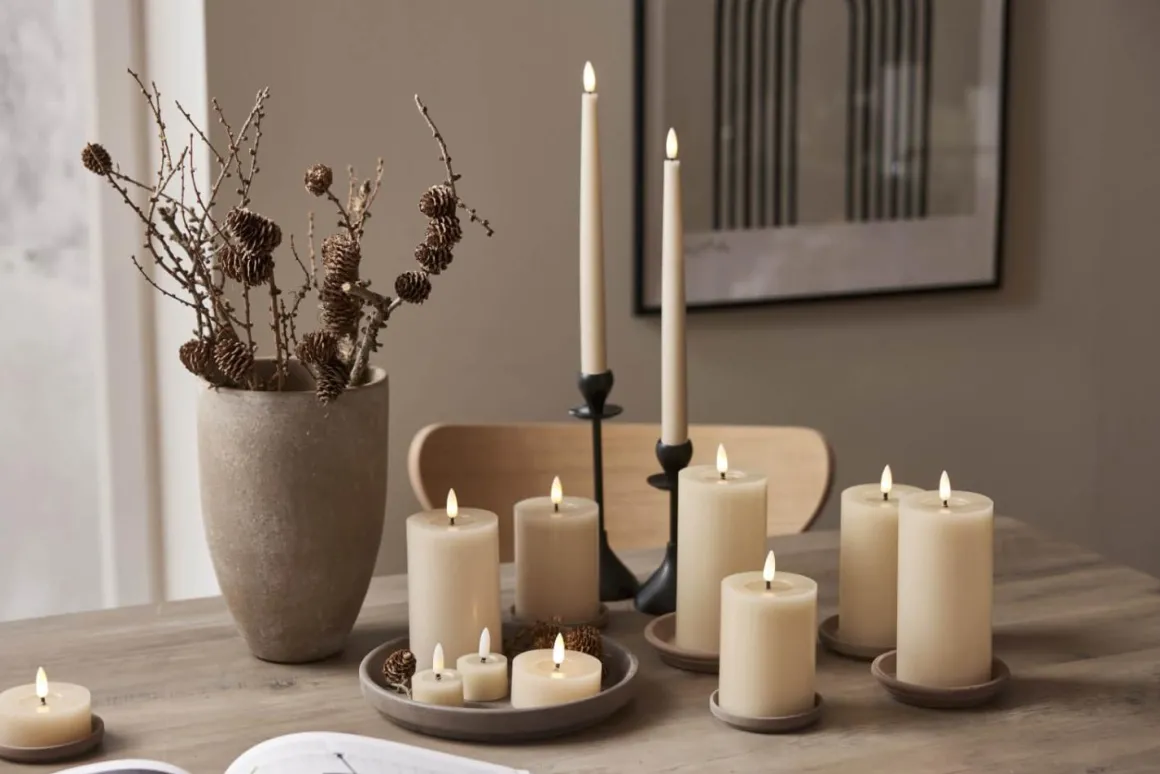 FLAMME FLOW LED-Värmeljus 2-pack 4cm Beige