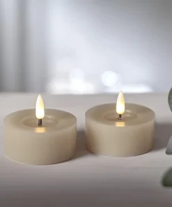 FLAMME FLOW LED-Värmeljus 2-pack 7cm Beige