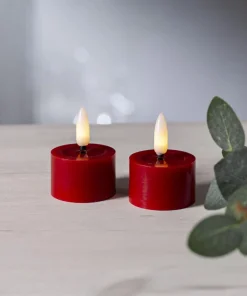 FLAMME FLOW LED-Värmeljus 2-pack 4cm Röd